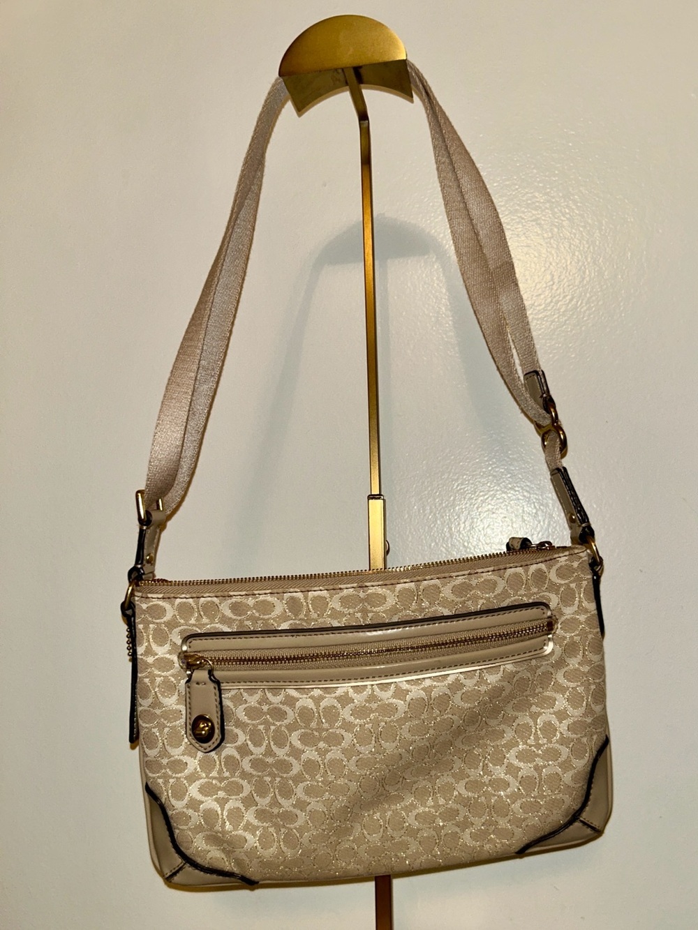 Coach Chelsea Signature Crossbody Bag.  Y2K Gold Sparkle